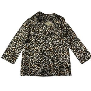 NEW YORK & COMPANY Cheetah Print Blazer Womens M Button Front Pockets Jacket